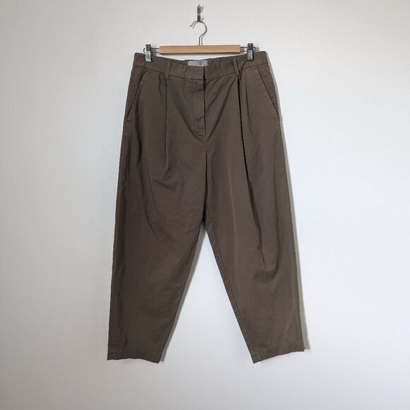 Everlane khaki green stretch cotton slouchy tapered leg chino workwear pants - Picture 2 of 6